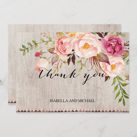 素朴結婚フローラのお礼 サンキューカード (正面/裏面)