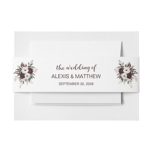 素朴結婚フローラ招待状用帯 招待状ベリーバンド (正面例)