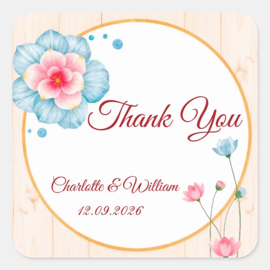 素朴結婚フローラ スクエアシール (正面)