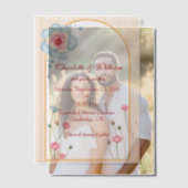 素朴結婚フローラ ベラム紙招待状 (オフセット (カップル))