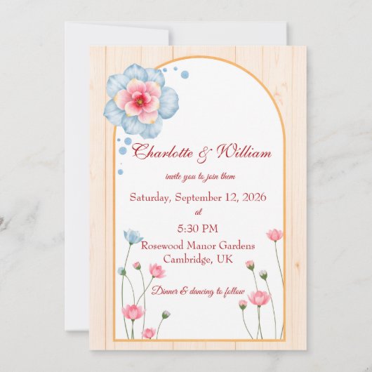 素朴結婚フローラ 招待状 (裏面)