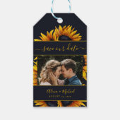 素朴結婚モダンお花の写真救日 ギフトタグ (正面)