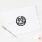 素朴結婚モノグラム黒黒黒黒板BBQ ラウンドシール (封筒)