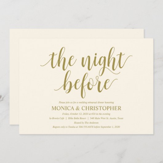 素朴結婚リハーサルディナーお祝い 招待状 (正面/裏面)