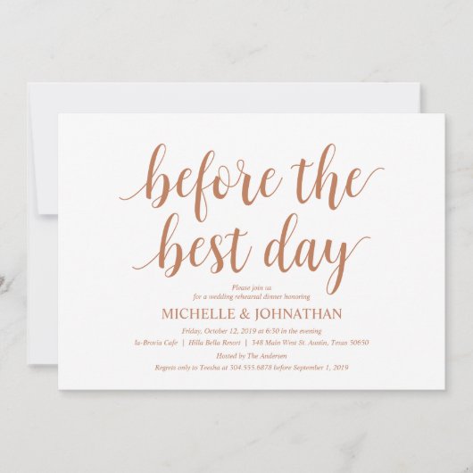 素朴結婚リハーサルモダンディナー 招待状 (正面)