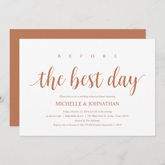 素朴結婚リハーサルモダンディナー 招待状 (正面/裏面)