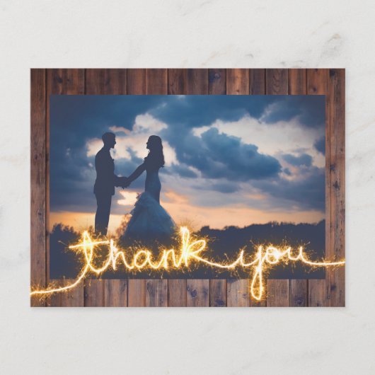 素朴結婚写真スパークモダンラーありがとう ポストカード (正面)