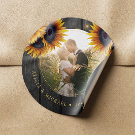 素朴結婚写真パーソナライズされたひまわり ラウンドシール