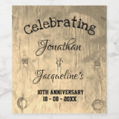 素朴結婚周年記念カスタムシック ワインラベル (シングルラベル)