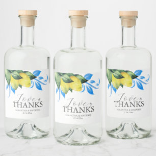 素朴結婚式の引き出物レモンテーブルデコール リキュールボトルラベル