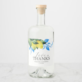 素朴結婚式の引き出物レモンテーブルデコール リキュールボトルラベル