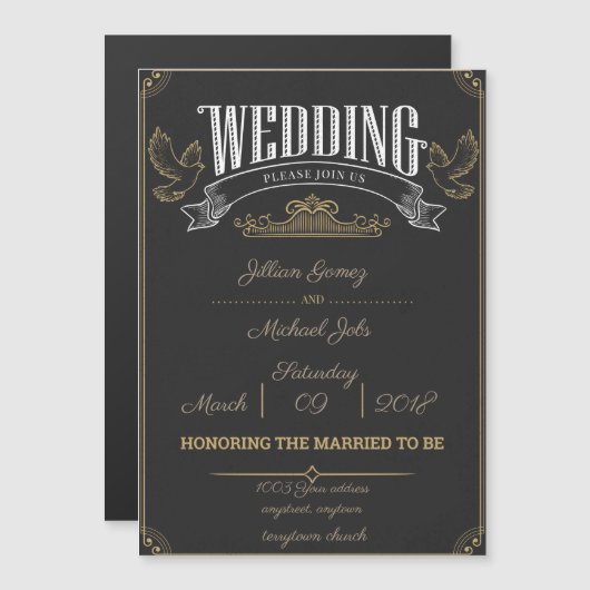 素朴結婚式招待状カスタマイズ磁石！ マグネット招待状