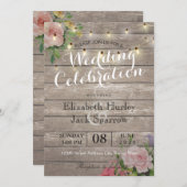 素朴結婚式招待状フローラ木製ストリングライト 招待状 (正面/裏面)