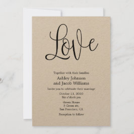 素朴結婚式招待状愛。クラフト招待状 招待状