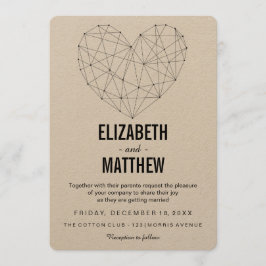 素朴結婚式招待状 |幾何学的ミニマリスト 招待状