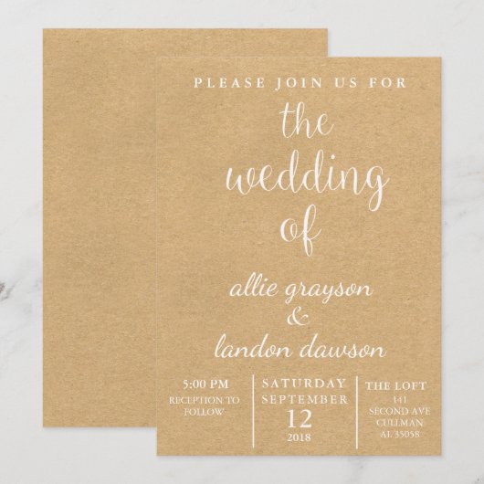 素朴結婚式招待状 招待状 (正面/裏面)