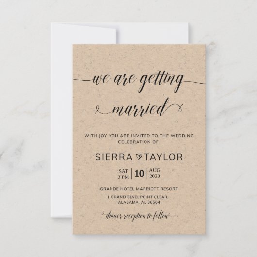 素朴結婚式招待状 招待状 (正面)