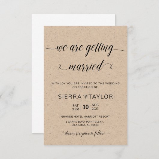 素朴結婚式招待状 招待状 (正面/裏面)