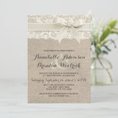 素朴結婚式招待状 | Burlap Lace Bow Look 招待状 (スタンド正面)