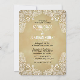 素朴結婚式招待状I手描きペイズリー 招待状