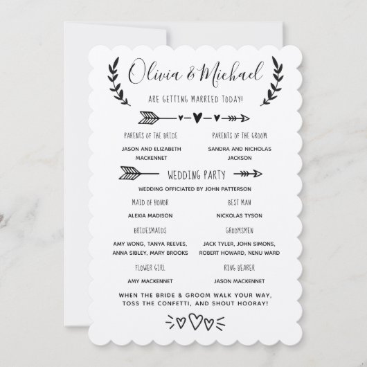 素朴結婚式 プログラムイベント 招待状 (正面)