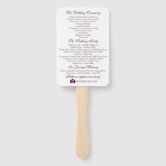 素朴結婚式 プログラムファン – 水彩花 ハンドファン (裏面)