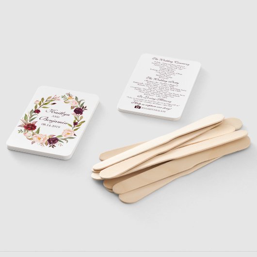素朴結婚式 プログラムファン – 水彩花 ハンドファン (組立なし)