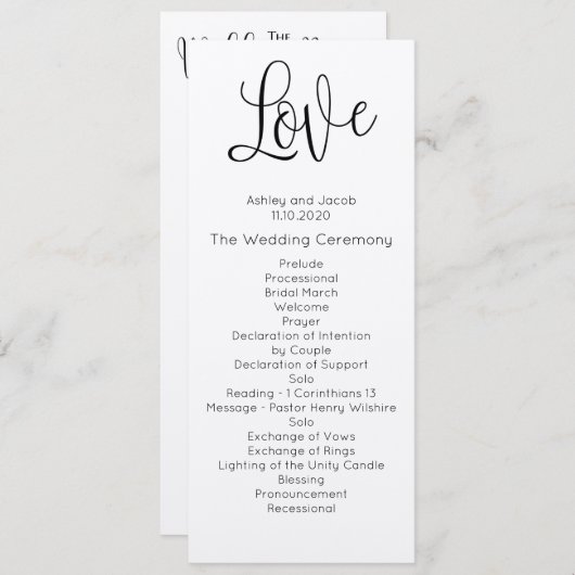 素朴結婚式。愛.クラフト式カード プログラム (正面/裏面)