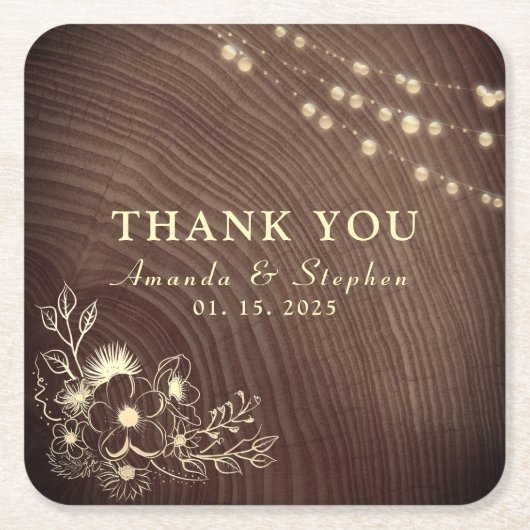 素朴結婚感謝紙コースター スクエアペーパーコースター (正面)