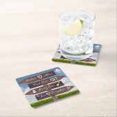 素朴結婚方向標識 スクエアペーパーコースター (インサイチュ)