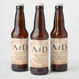 素朴結婚木の樹皮パーソナライズされた ビールラベル