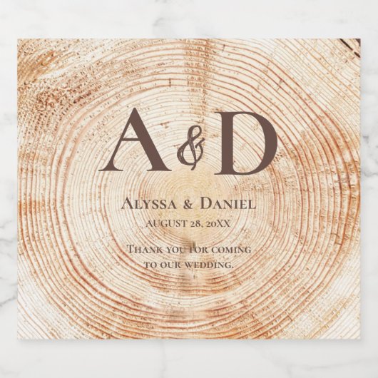 素朴結婚木の樹皮パーソナライズされた ビールラベル (シングルラベル)