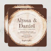 素朴結婚木の樹皮質感カスタム器 招待状 (正面/裏面)