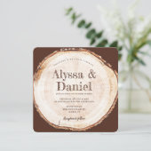 素朴結婚木の樹皮質感カスタム器 招待状 (スタンド正面)