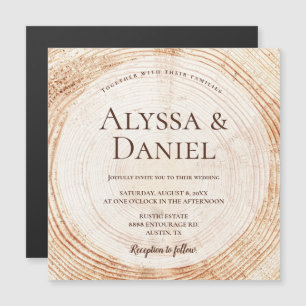 素朴結婚材のスライスカスタム マグネット招待状