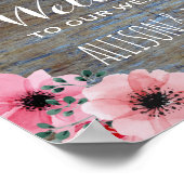 素朴結婚歓迎サイン |フローラ木目 ポスター (角)