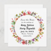 素朴結婚水彩野花 セーブザデート (正面/裏面)