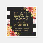 素朴結婚秋の食べ飲み物と食べ結婚した物 スタンダードカクテルナプキン (正面)