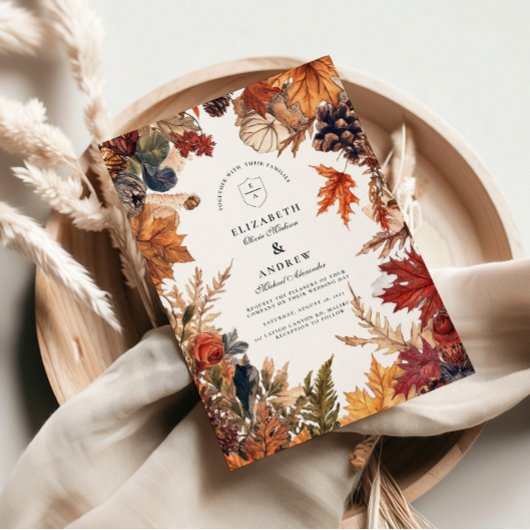 素朴結婚紅葉 招待状