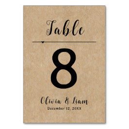 素朴結婚紙 テーブルナンバー