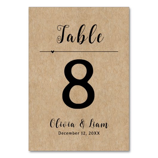 素朴結婚紙 テーブルナンバー (正面)