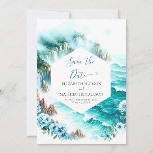 素朴結婚航海のタイポグラフィ セーブザデート (正面)