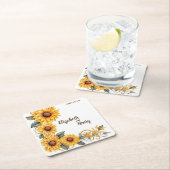 素朴結婚花パーソナライズされたのコースター スクエアペーパーコースター (インサイチュ)