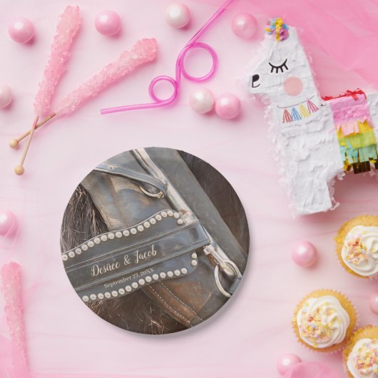 素朴結婚茶色の田舎西馬 ペーパープレート (パーティー)