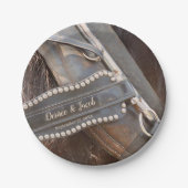 素朴結婚茶色の田舎西馬 ペーパープレート (正面)