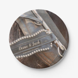 素朴結婚茶色の田舎西馬 ペーパープレート