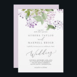 素朴結婚薄紫 招待状<br><div class="desc">この素朴な薄紫結婚式招待状カードは春や夏に最適結婚である。ロマンチックでエレガントフローラデザインは水彩紫色の薄紫の野花とボホの田舎の庭を感じ備える。</div>