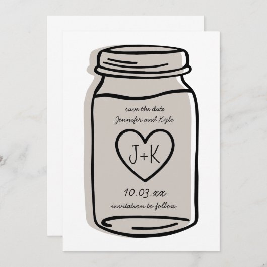 素朴結婚 | JAR日付カードを保存する – ニュートラル セーブザデート (正面/裏面)