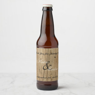 素朴結婚Brown Woodgrain自然 ビールラベル