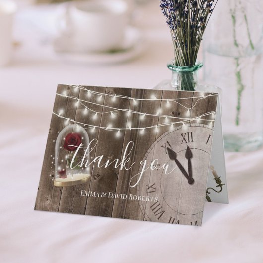 素朴結婚Fairytale's Barn Wood Thank You サンキューカード